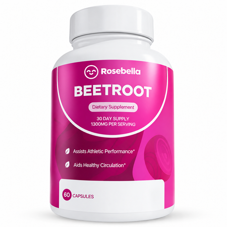Rosebella Organic Beetroot Capsules (1300mg) for Blood Flow & Heart Health